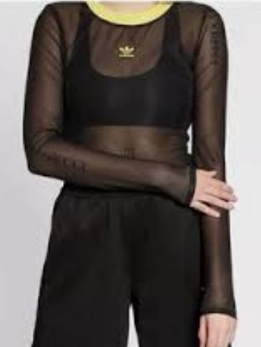 adidas X Fiorucci Collab Black Sheer Long-Sleeve  Top Size 2XS